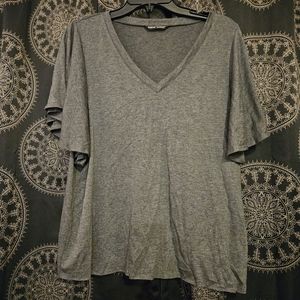 Shein Grey Ruffle Sleeve Short Sleeve Top